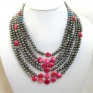 6row black & red freshwater Pearl Necklace