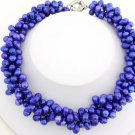 3 strand deep blue pearl necklace