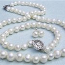 18'' 8mm White Pearl Necklace Bracelet Earring Set