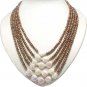 5 strands coffee freshwater pearl coin pearl nacklace