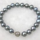 Big 9-10mm Natural Black Fw Pearl Bracelet