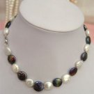 black and white 12mm coin pearl necklace