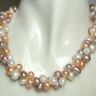 2 row 8x9mm multicolor pearl necklace