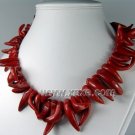 Lovely red coral long teeth necklace