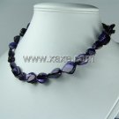 Lovely 15mm shell bead necklace- blue