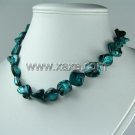 Lovely 15mm shell bead necklace- peacock green