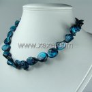 Lovely 15mm shell bead necklace- diamond blue