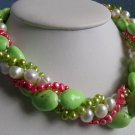 4 Strands 8-9mm Multicolor Pearl & Tuequoise Necklace