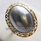 Luxurious 14mm gray mabe pearl ring 14K