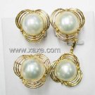 15mm white mabe pearl eariring ring sets 14K