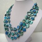Beautiful 3 strands blue shell necklace