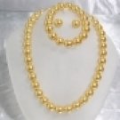12mm golden seashell Pearl necklace bracelet & earring