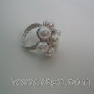 Flower 7pcs freshwater pearl ring - white