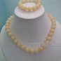 17"" ivory jade necklace and elastic bracelet set