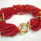 Multi-strand red coral bead bracelet