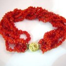 Red coral chip bracelet