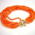 7.5'' 8row pink coral bead bracelet