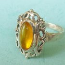 Vintage amber ring sterling silver