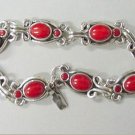 Coral bracelet 8 beads silver chain