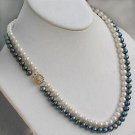 18'' 2 strands white and black pearl necklace