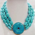 3 strands turquoise necklace round turquoise clasp