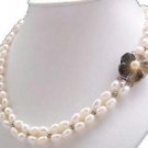 Junoesque 2rows white freshwater pearl necklace