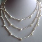 61'' super long 5-7mm white pearl necklace