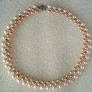 17'' 3-color button pearl necklace