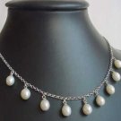 Extender necklace 9 freshwater pearl silver chain