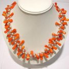 18'' pink coral bead and white pearl necklace