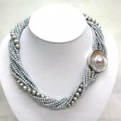 10 strands gray pearl necklace mabe clasp