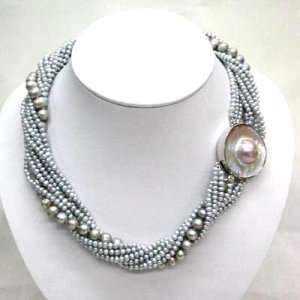 10 strands gray pearl necklace mabe clasp