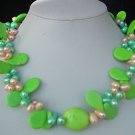 18'' green turquoise and pearl necklace