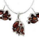 Classic 925 Sterling Silver Pendant and Earring Set. Genuine Citrine