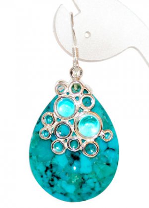 925 Sterling Silver Earrings With Genuine Turquoise