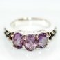 925 Sterling Silver Genuine Amethyst & Garnet Ring