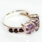 925 Sterling Silver Genuine Amethyst & Garnet Ring
