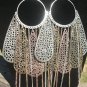 Silver , bronze, gold large dangle earrings