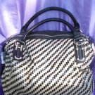 Pewter/black woven handbag