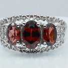 3stones Garnet with CZ 925 Sterling Silver