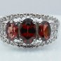 3stones Garnet with CZ 925 Sterling Silver