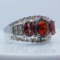 3stones Garnet with CZ 925 Sterling Silver
