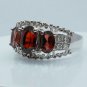 3stones Garnet with CZ 925 Sterling Silver