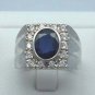 Men ring 2.32ct genuine Blue Sapphire & CZ 925 Sterling Silver