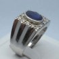 Men ring 2.32ct genuine Blue Sapphire & CZ 925 Sterling Silver