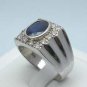Men ring 2.32ct genuine Blue Sapphire & CZ 925 Sterling Silver