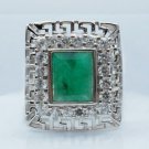 Emerald men ring around stencil sterling silver