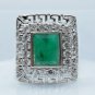 Emerald men ring around stencil sterling silver