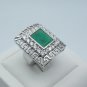 Emerald men ring around stencil sterling silver