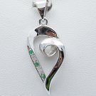 heart pendant in simply style with Emerald and CZ sterling silver